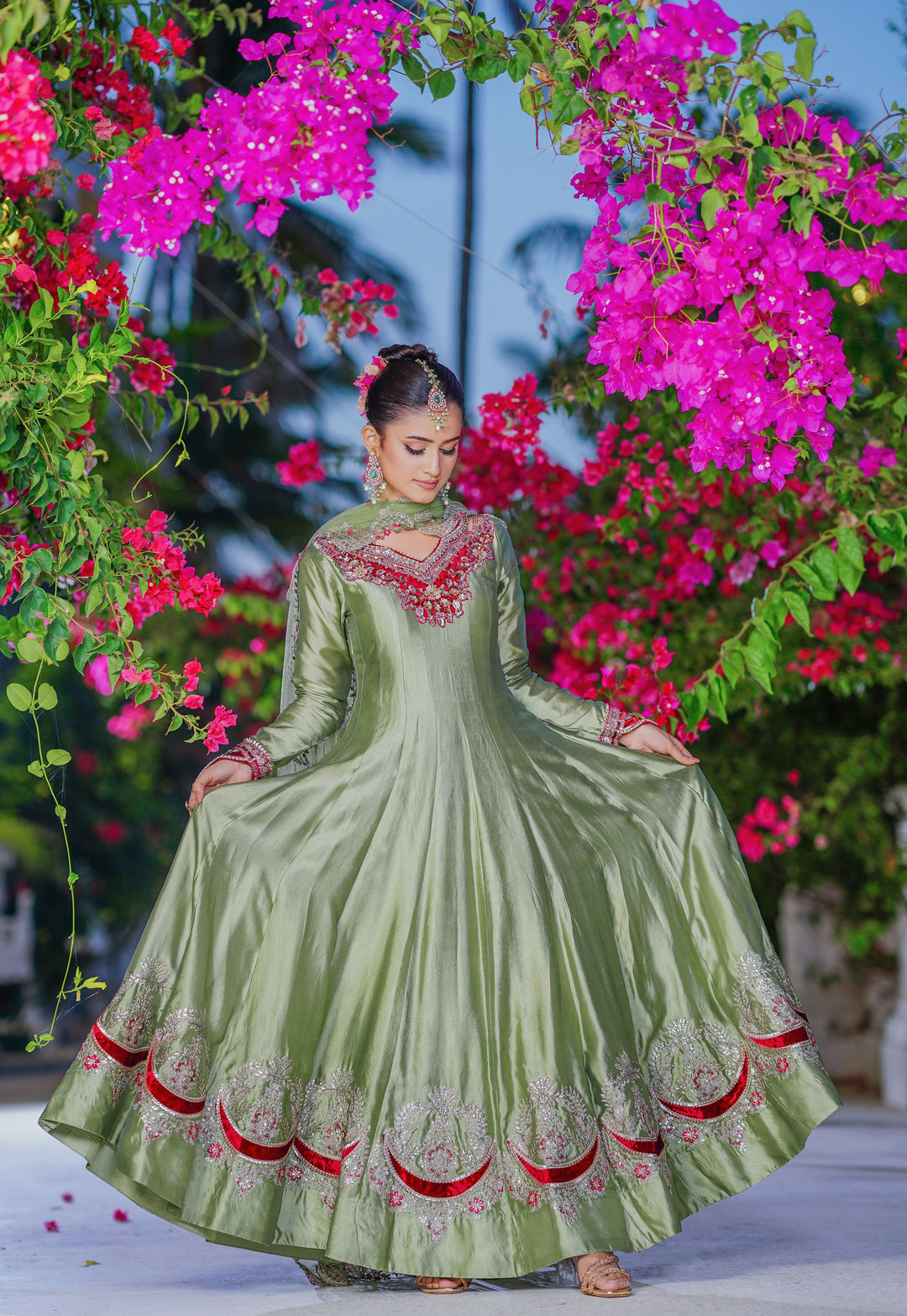 Kalidar Peshwas | Naina Lage | KKDP-006 Soft Sage Green |