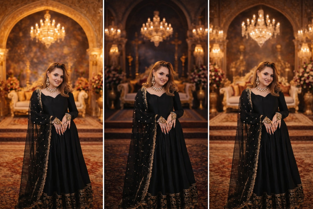 Kalidar Peshwas Unstitched | Naina Lage | KPU-006 BLACK |